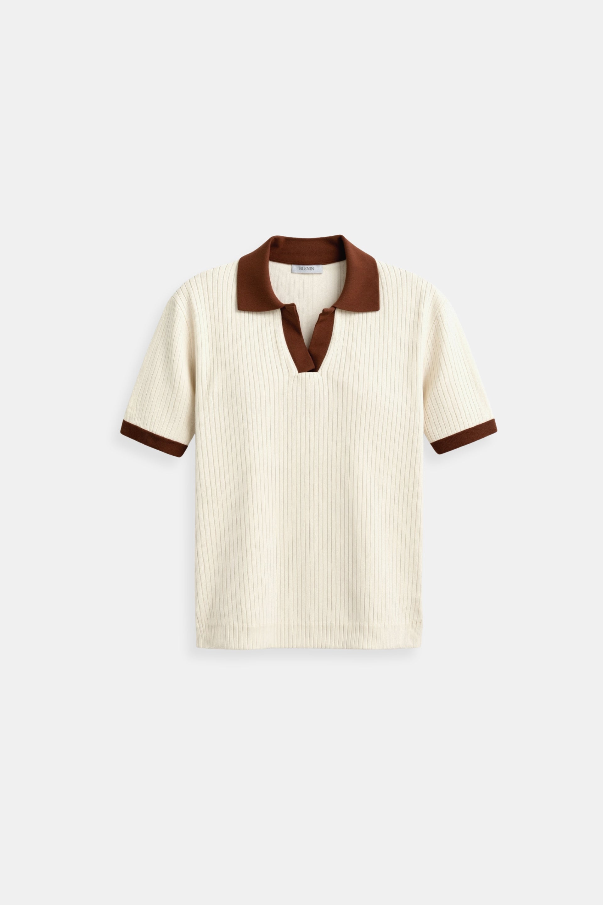 Casual Polo Color Block Notched Collar Knitted Top