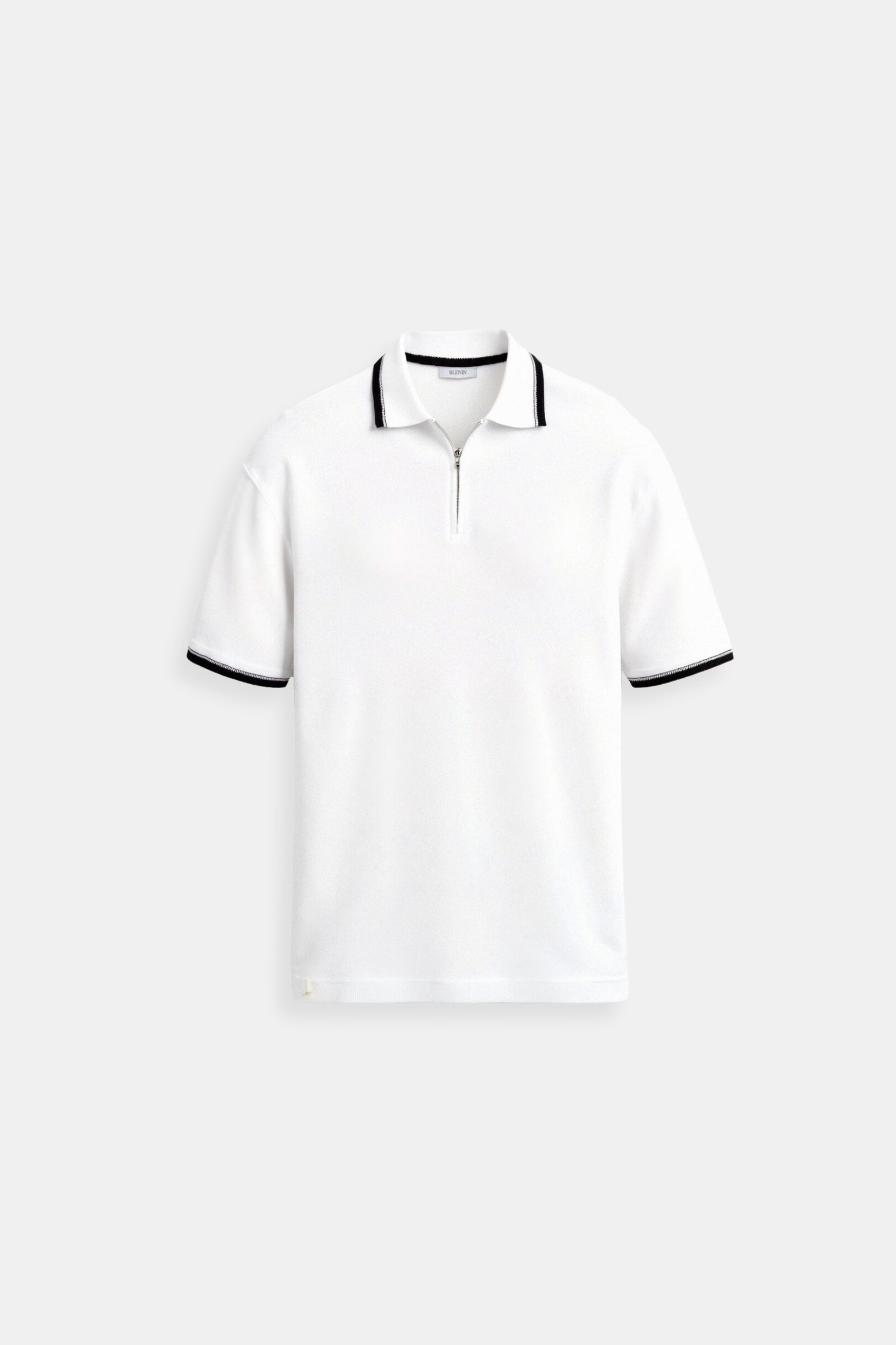 Color Matching Knitted Quarter Zip Golf Polo T-Shirt