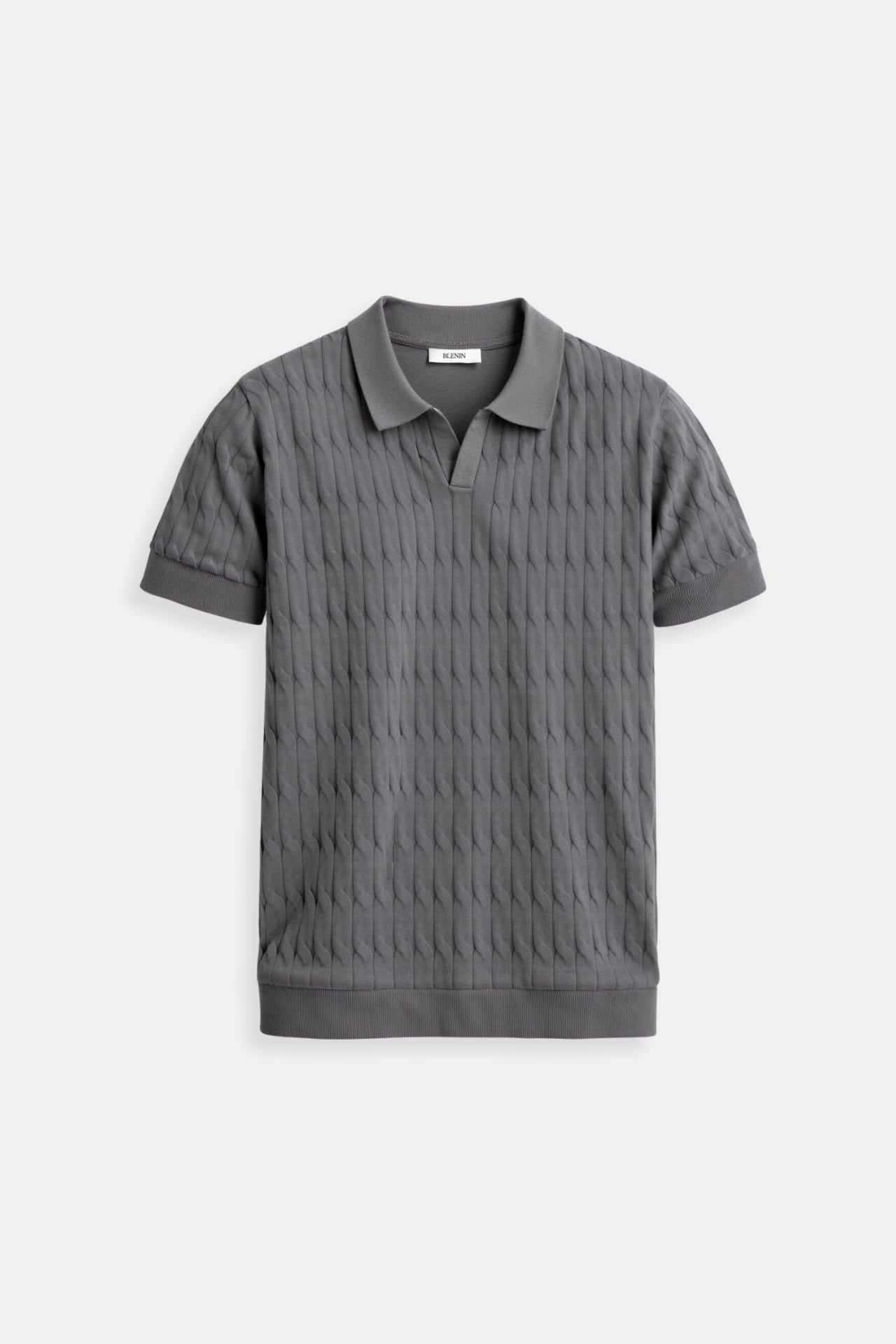 Premium V-Neck Cable Knit Polo T-Shirt