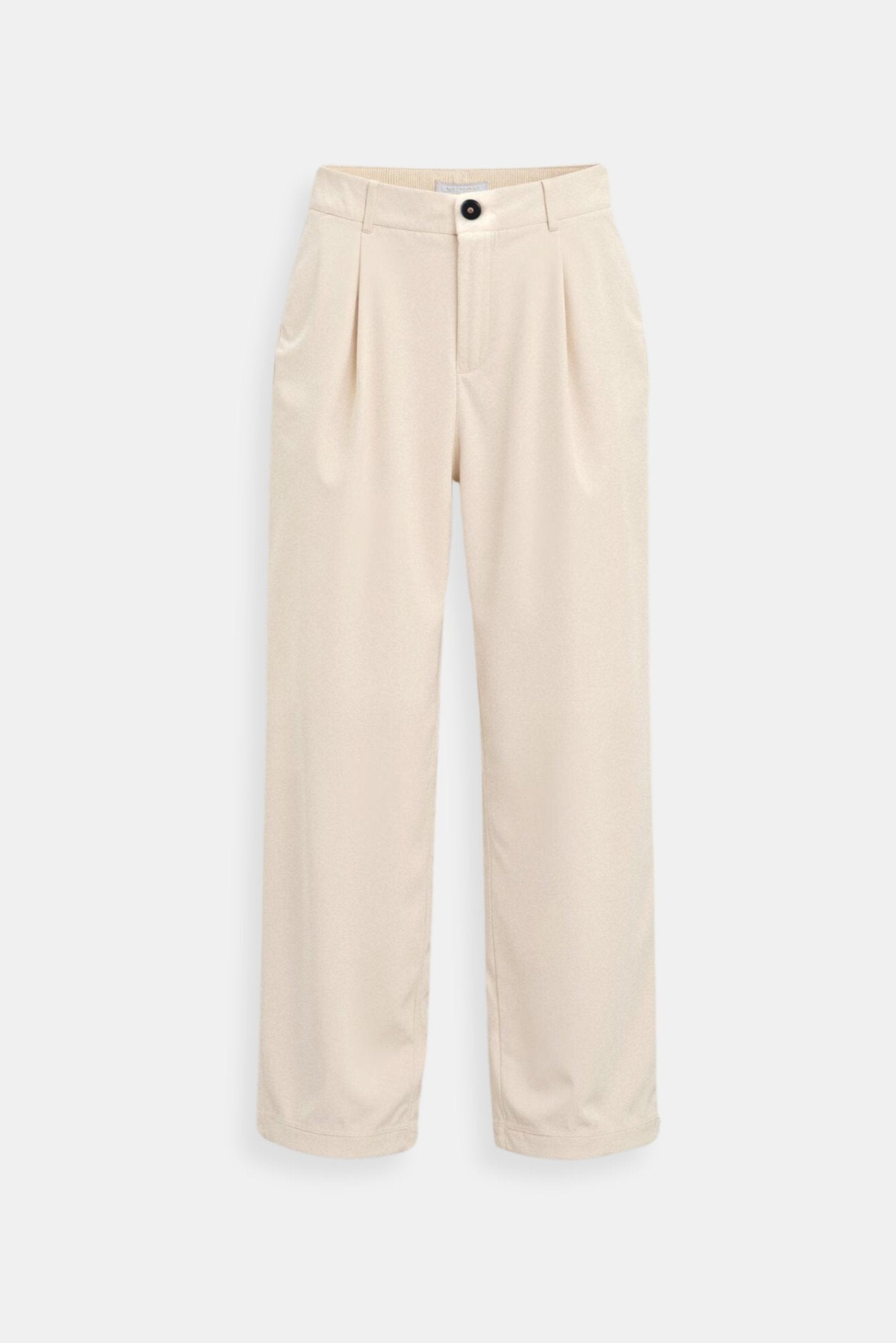 Solid Button Front High Waist Plicated Pants