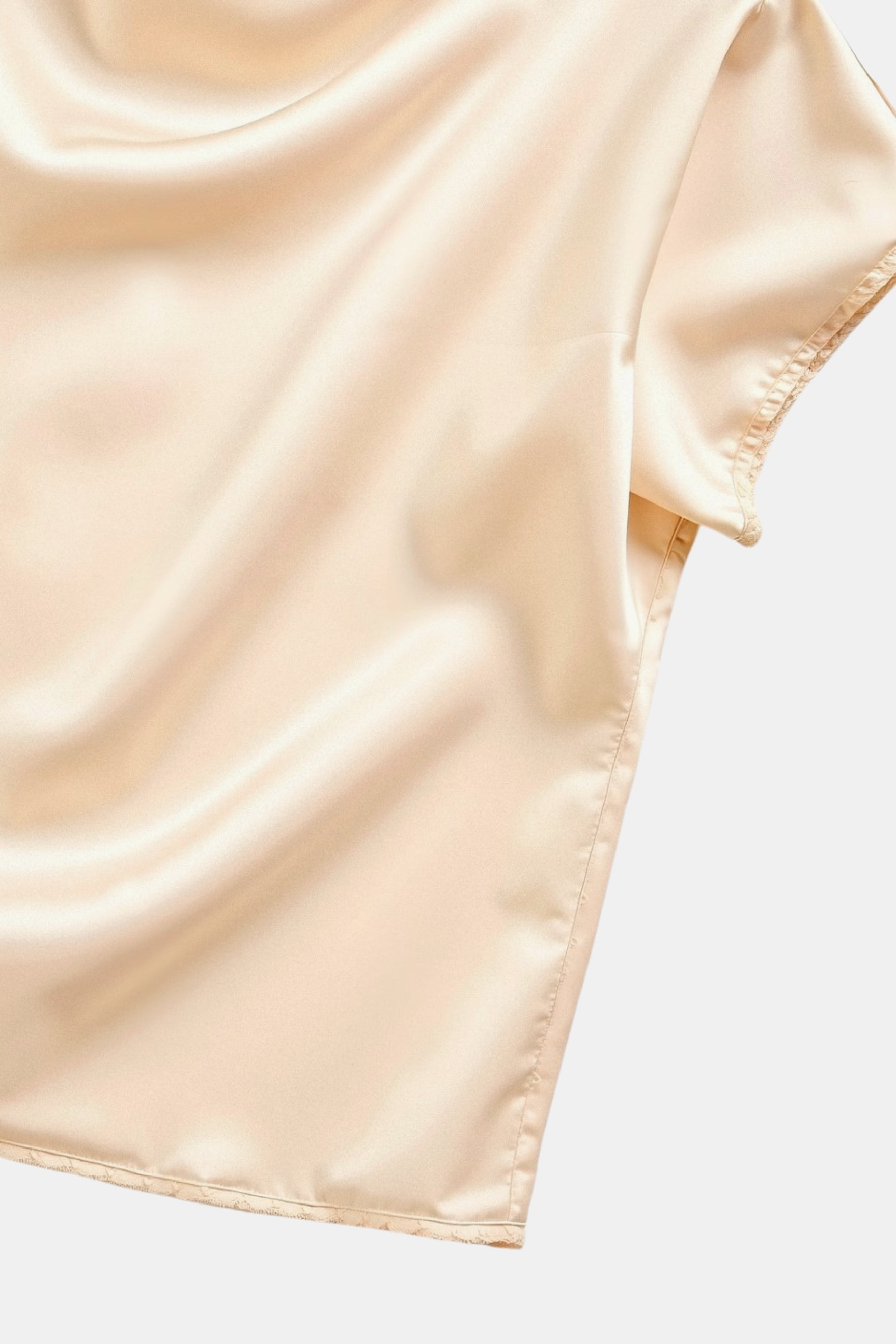 Plain Premium Solid Pleated Mock Neck Blouse
