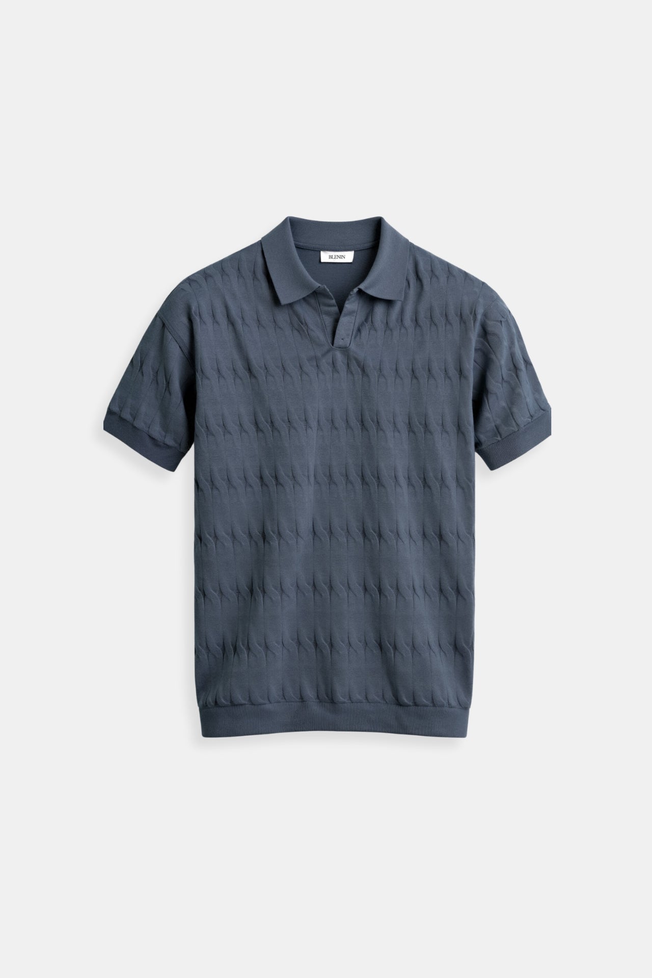Premium V-Neck Cable Knit Polo T-Shirt
