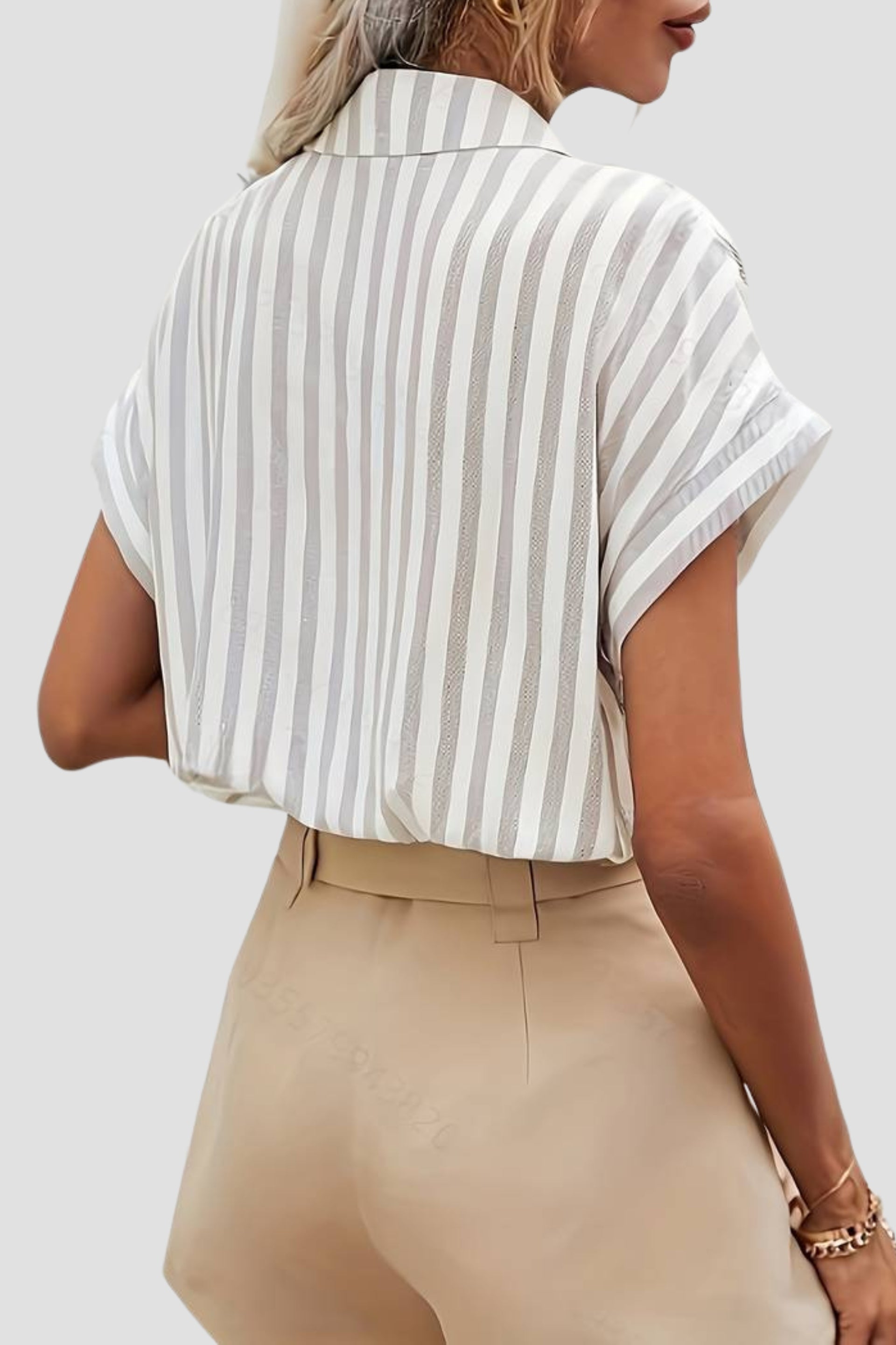 Casual Summer Elegant  Striped Button Front Shirt