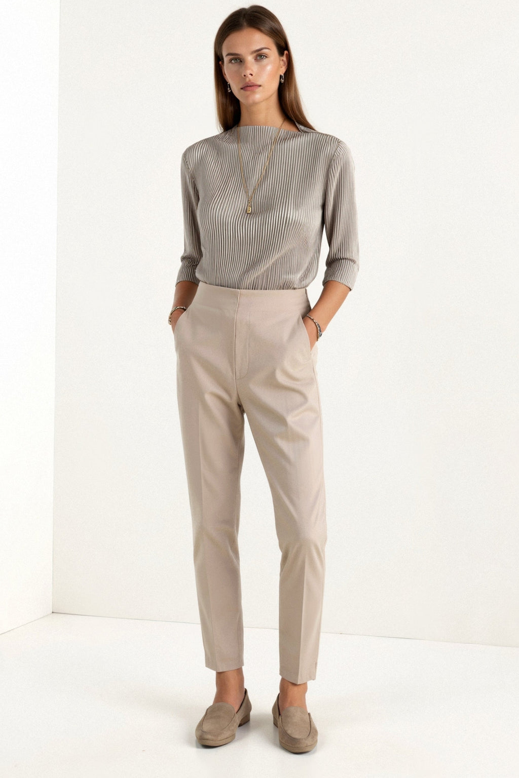 Elegant Half-Sleeve Women's Boat Neck Textured Blouse