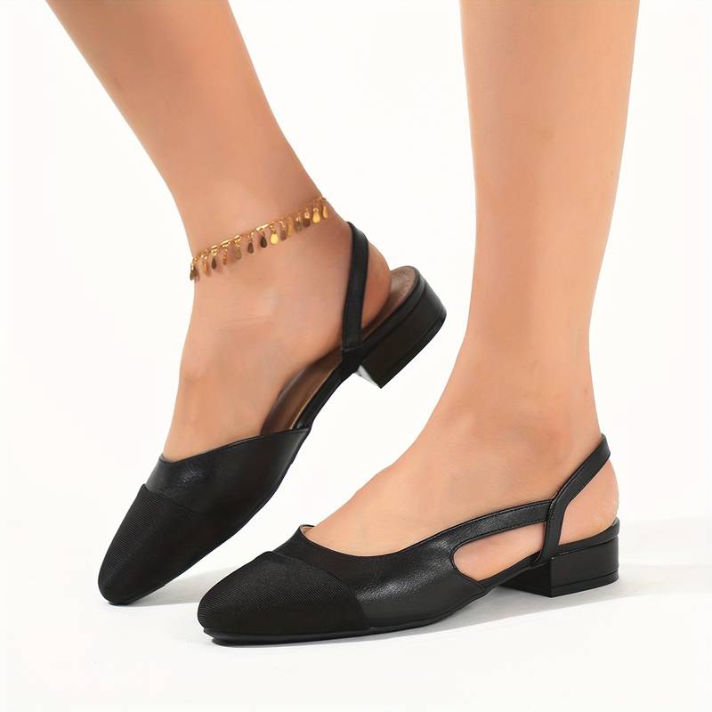 Women's Contrast Color Elegant Ankle Strap Chunky Low Heel Shoes
