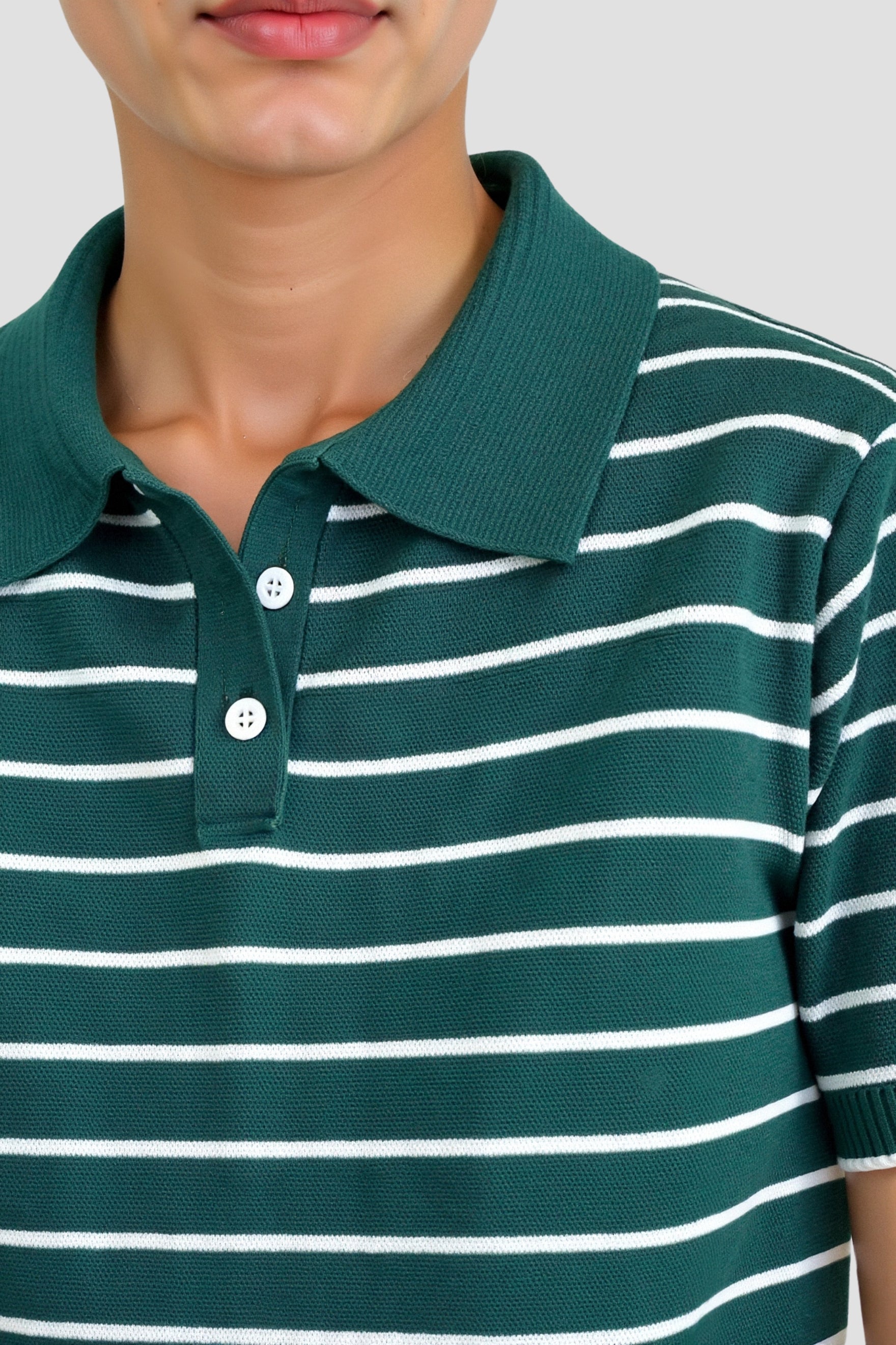 Casual Lapel Short Sleeve Striped Pattern Button Polo T-Shirt