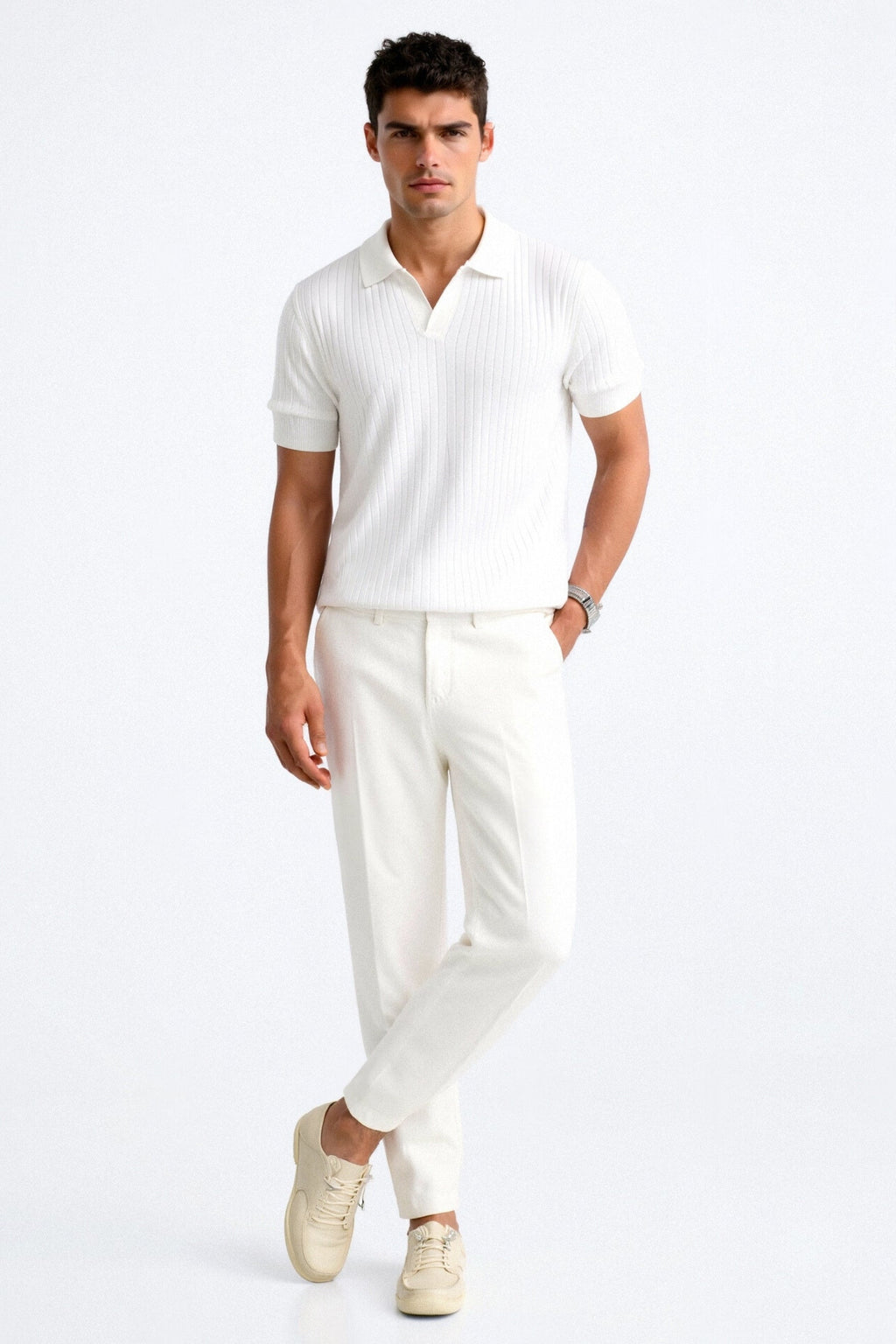 Stripe Pattern Breathable Polo T-Shirt
