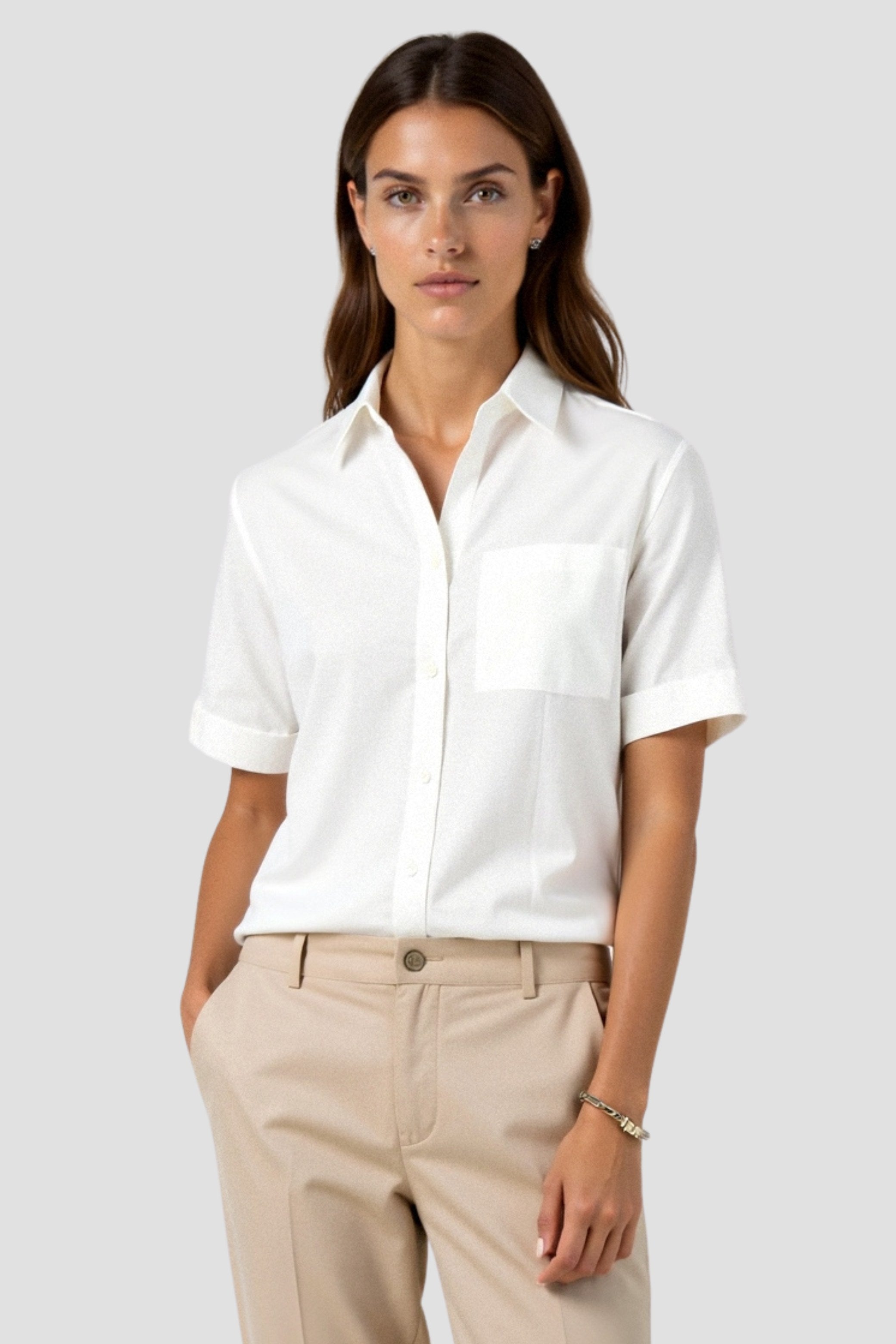 Short Sleeve Solid Button Front Shirt