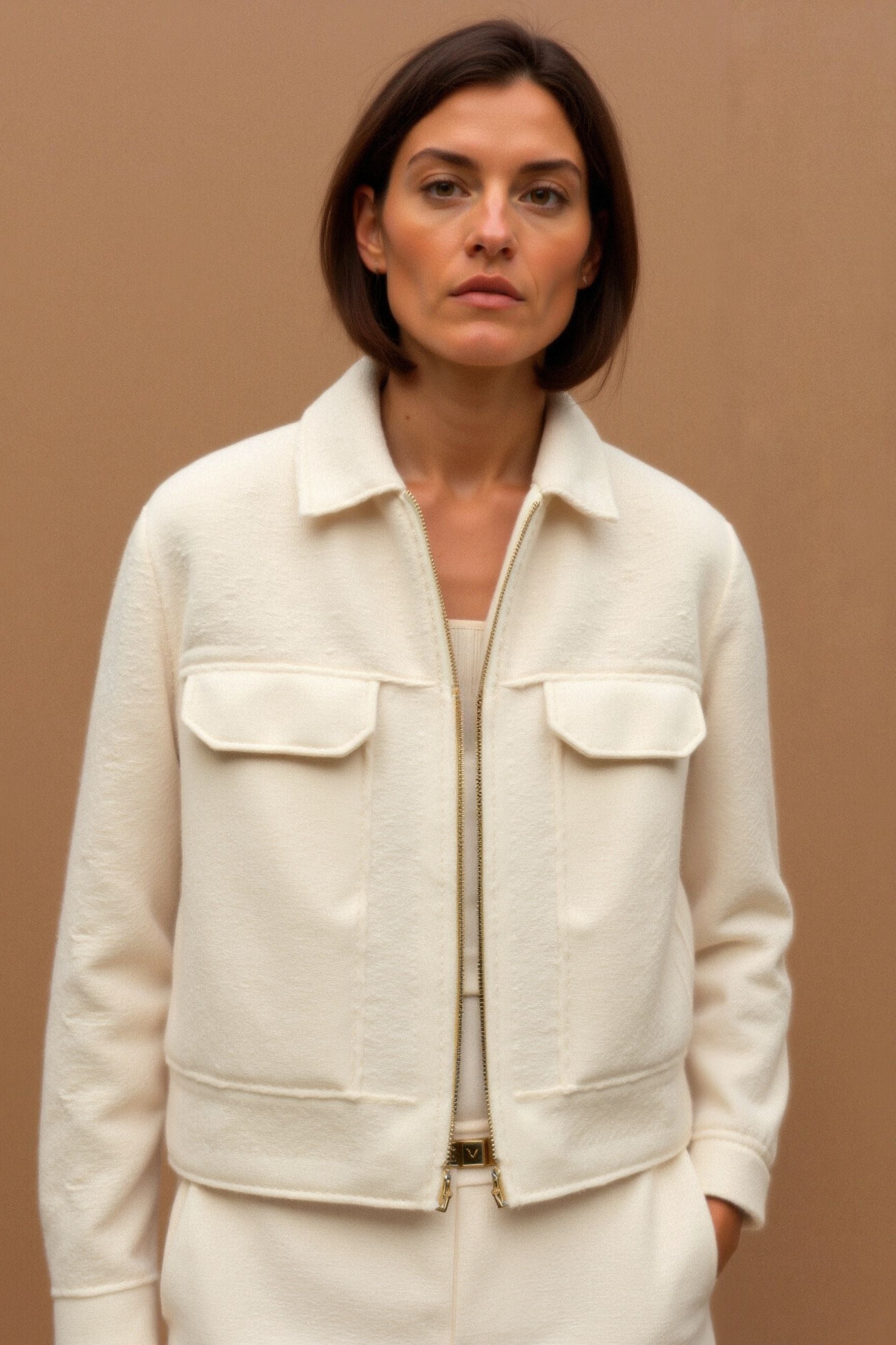 Buckle Pockets Polo Elegant Jacket