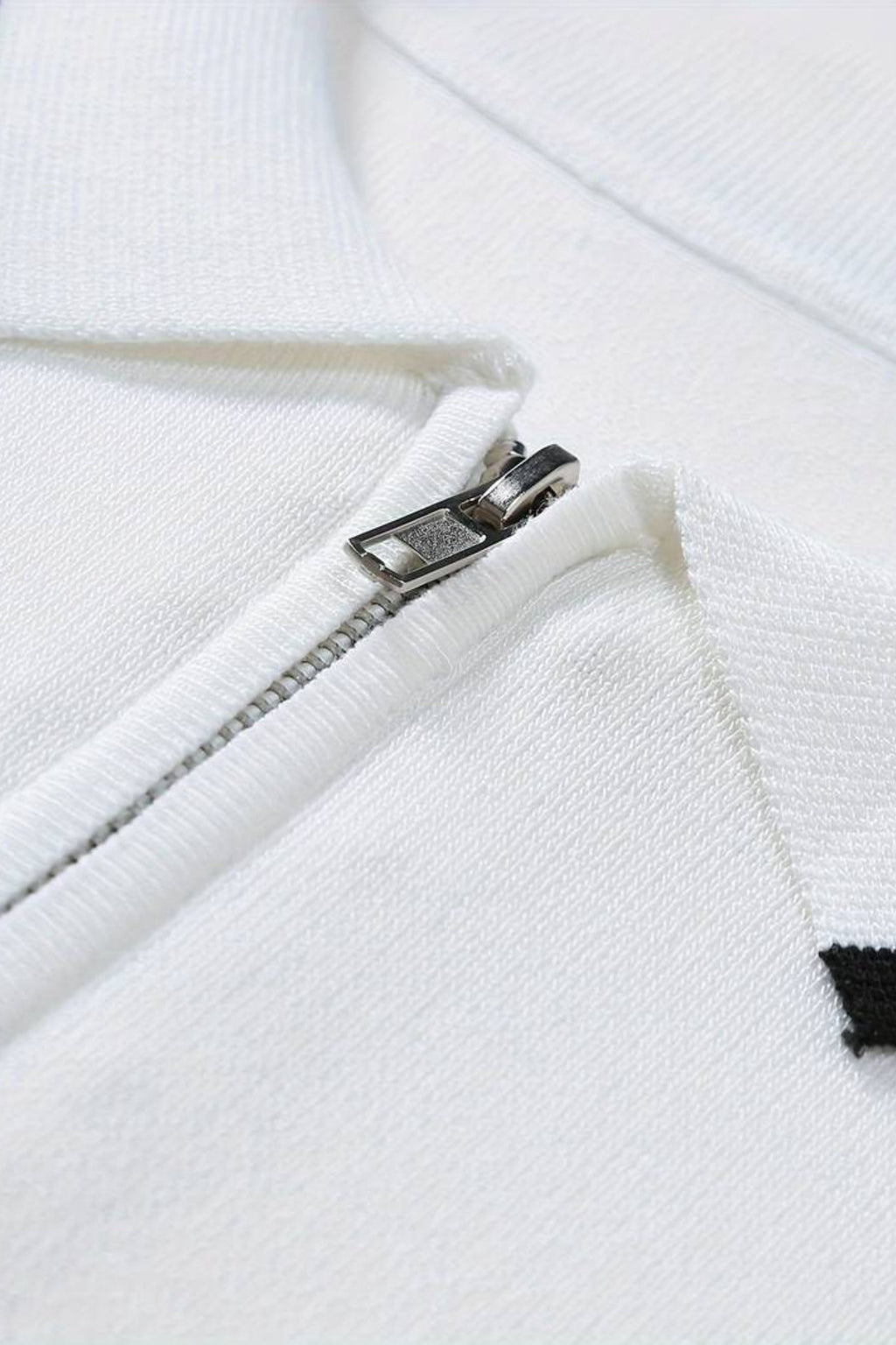 Color Matching Knitted Quarter Zip Golf Polo T-Shirt