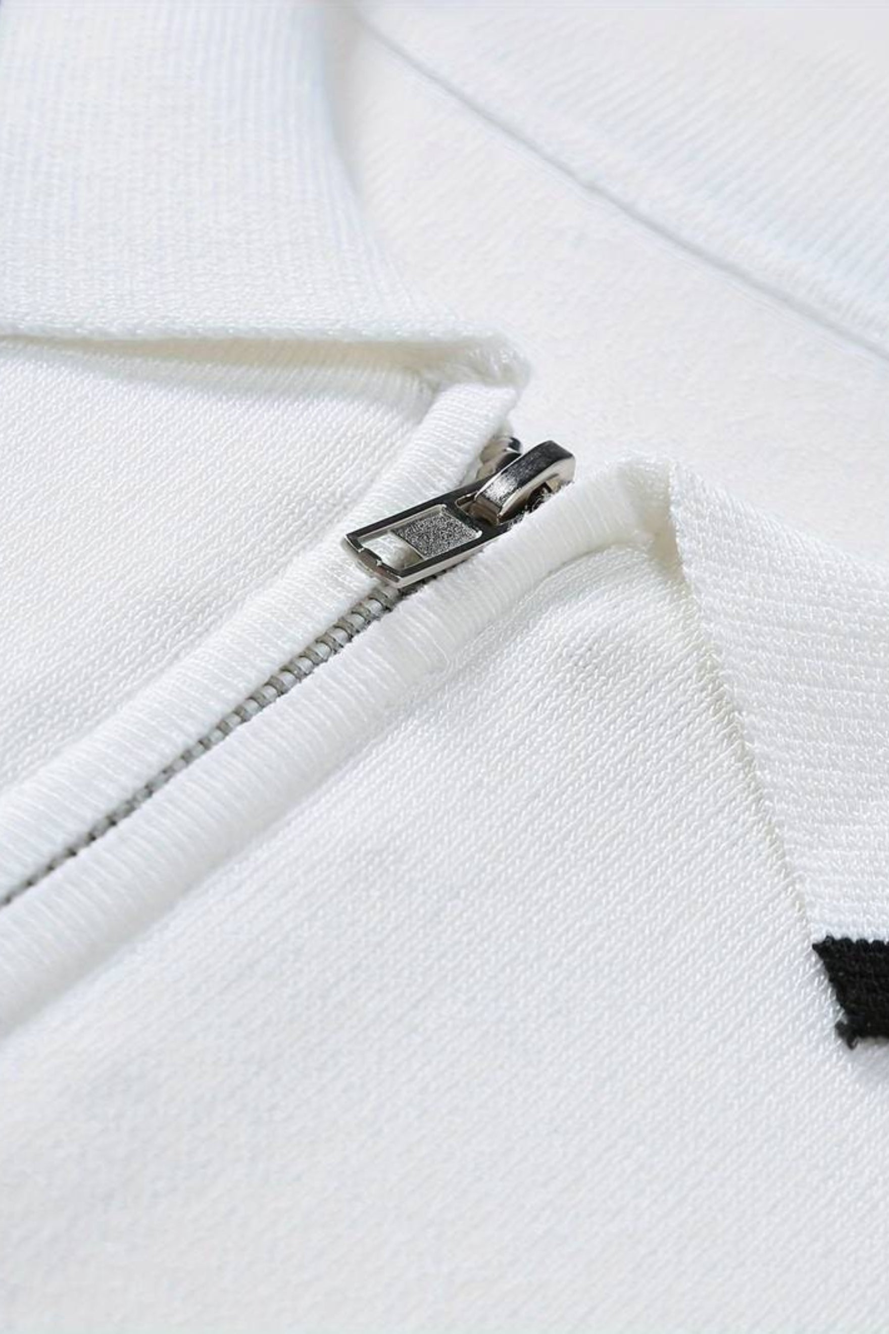 Color Matching Knitted Quarter Zip Golf Polo T-Shirt