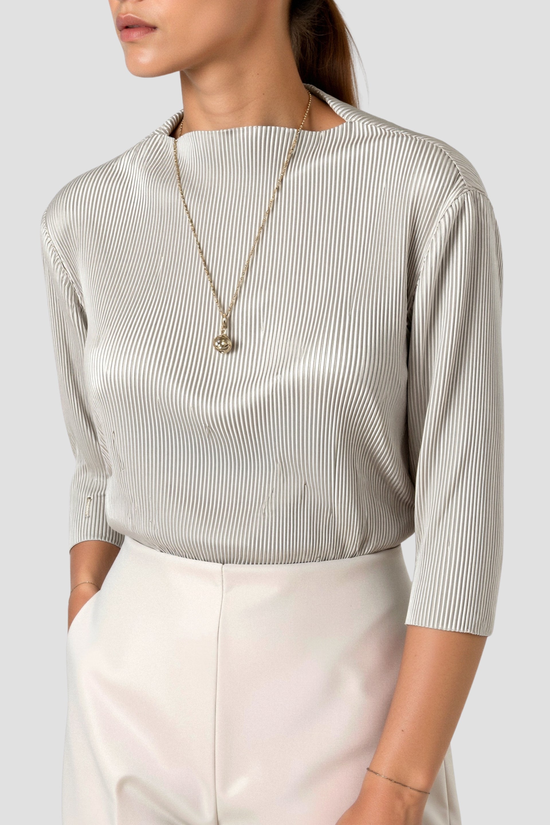 Elegant Half-Sleeve Women's Boat Neck Textured Blouse