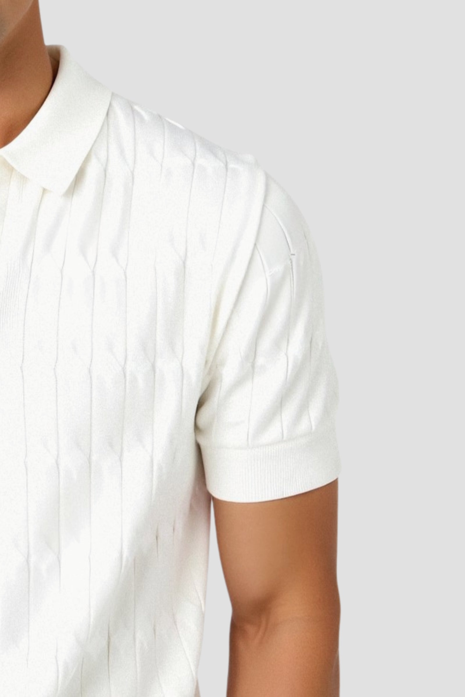 Premium V-Neck Cable Knit Polo T-Shirt