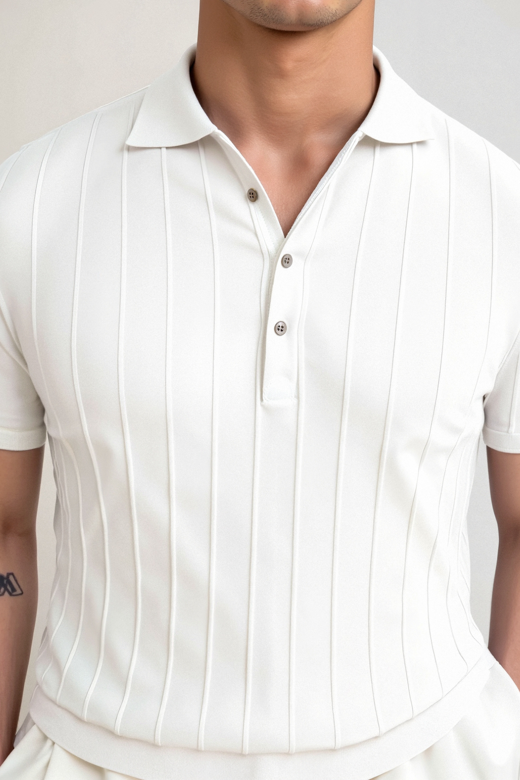 Vertical Striped Chic Button Up Polo T-Shirt