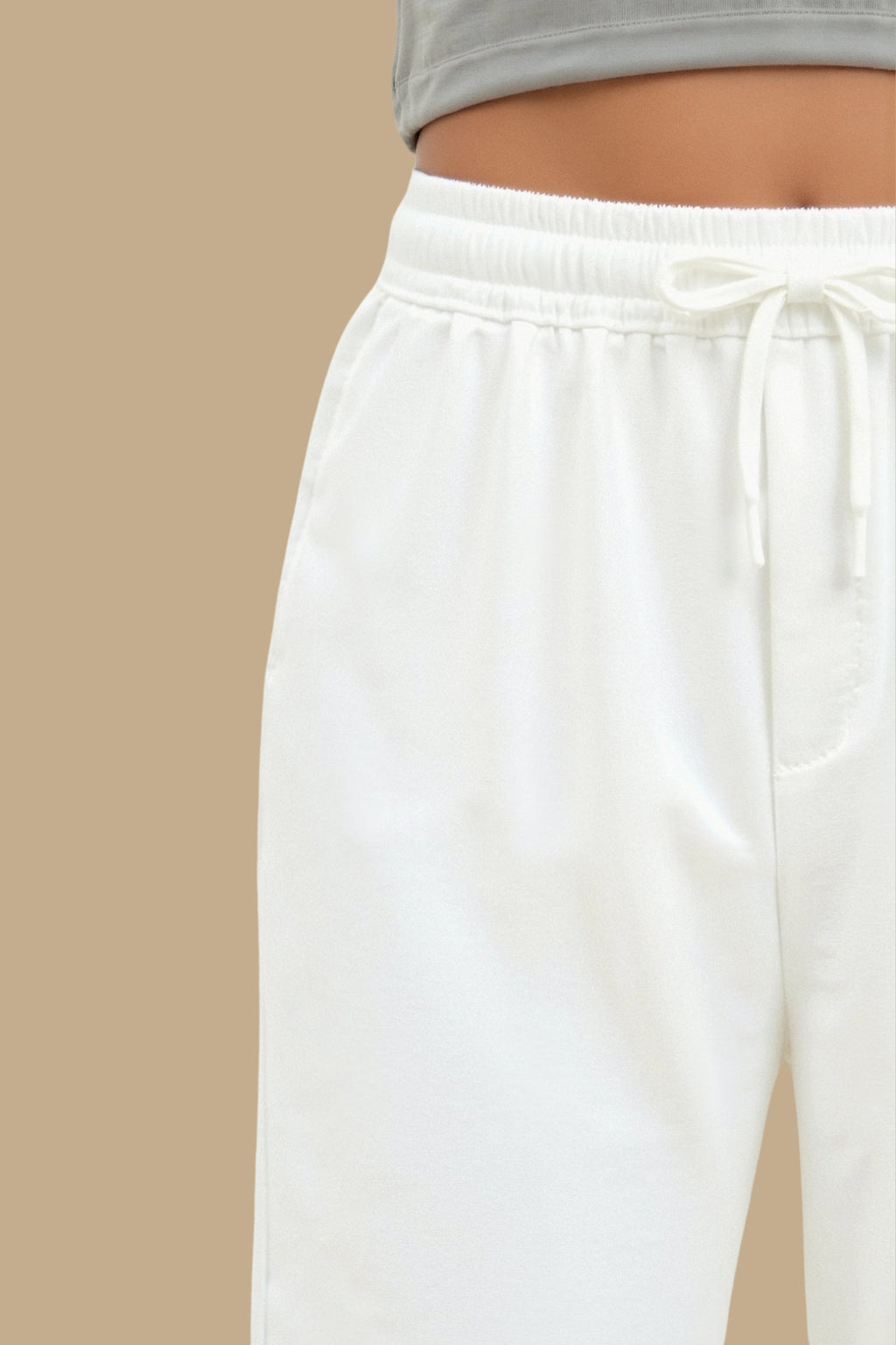 Elastic Waist Loose Drawstring Straight Leg Pants