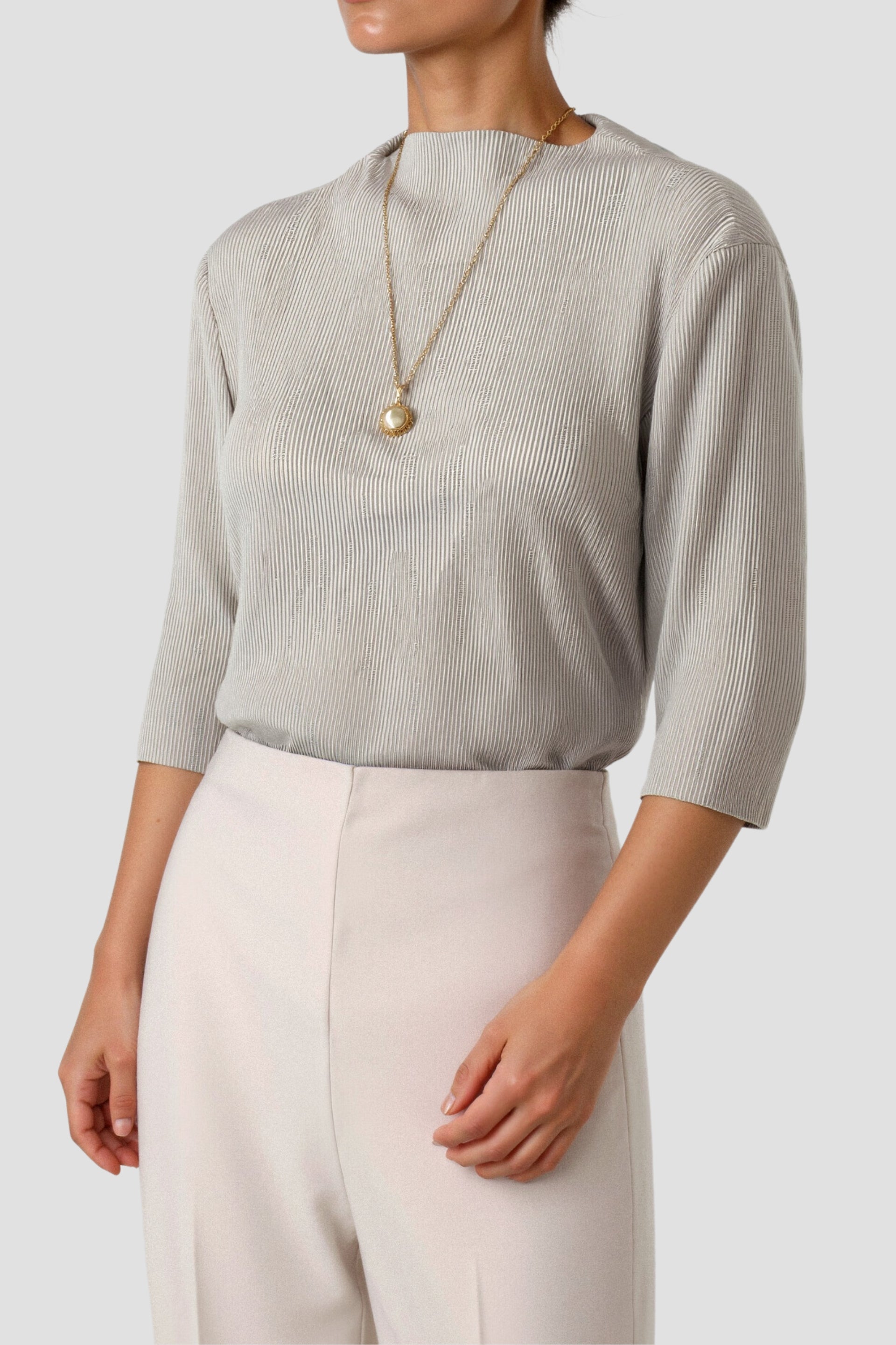 Elegant Half-Sleeve Women's Boat Neck Textured Blouse