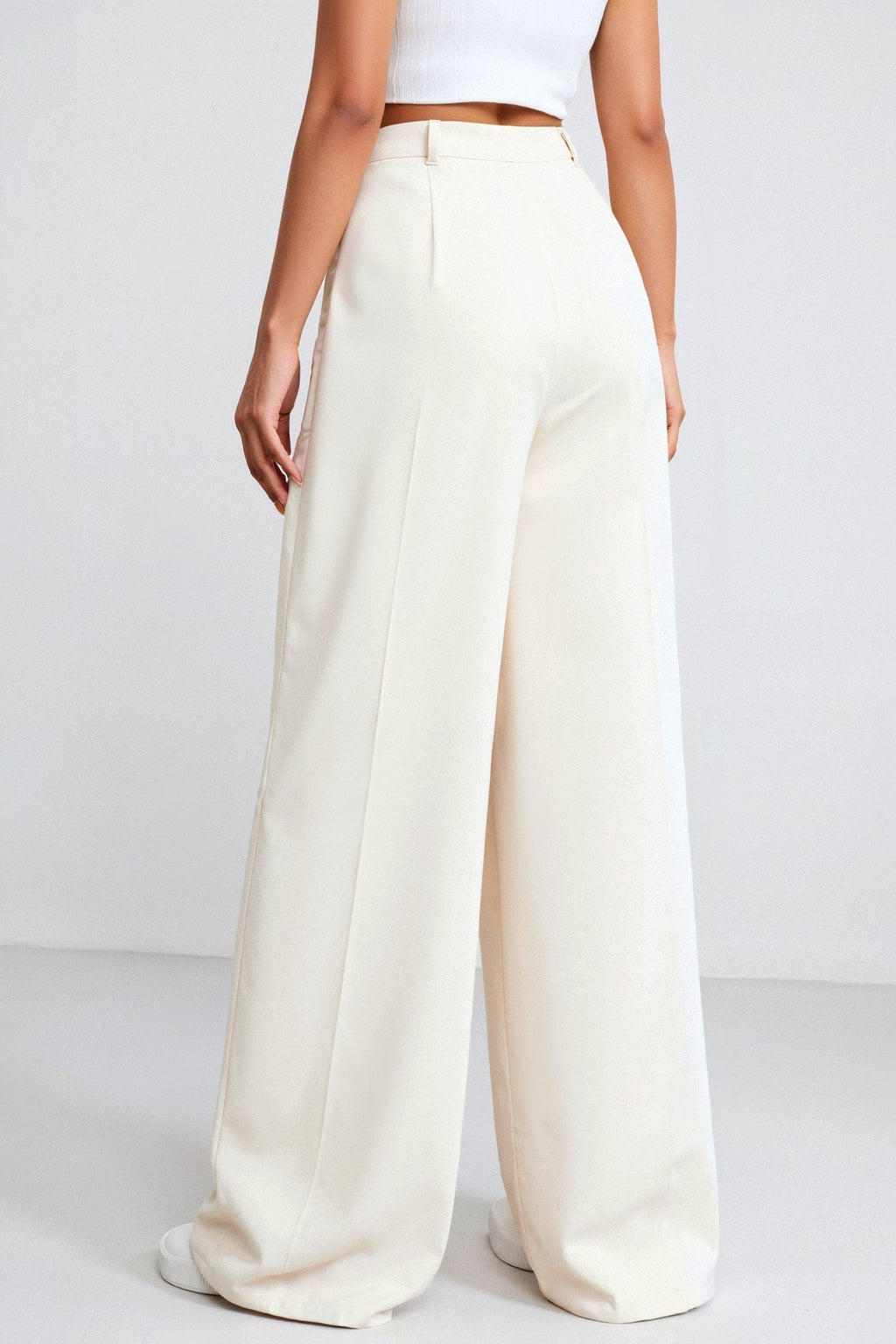 Elegant High Waist Solid Color Wide Leg Pants