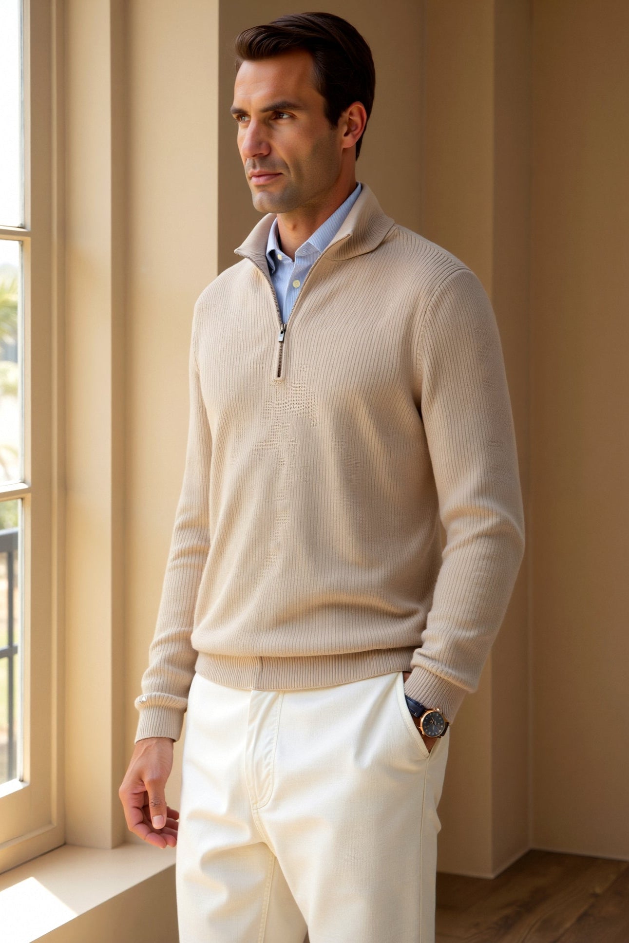 Classic Knitted Wool Zip Sweater