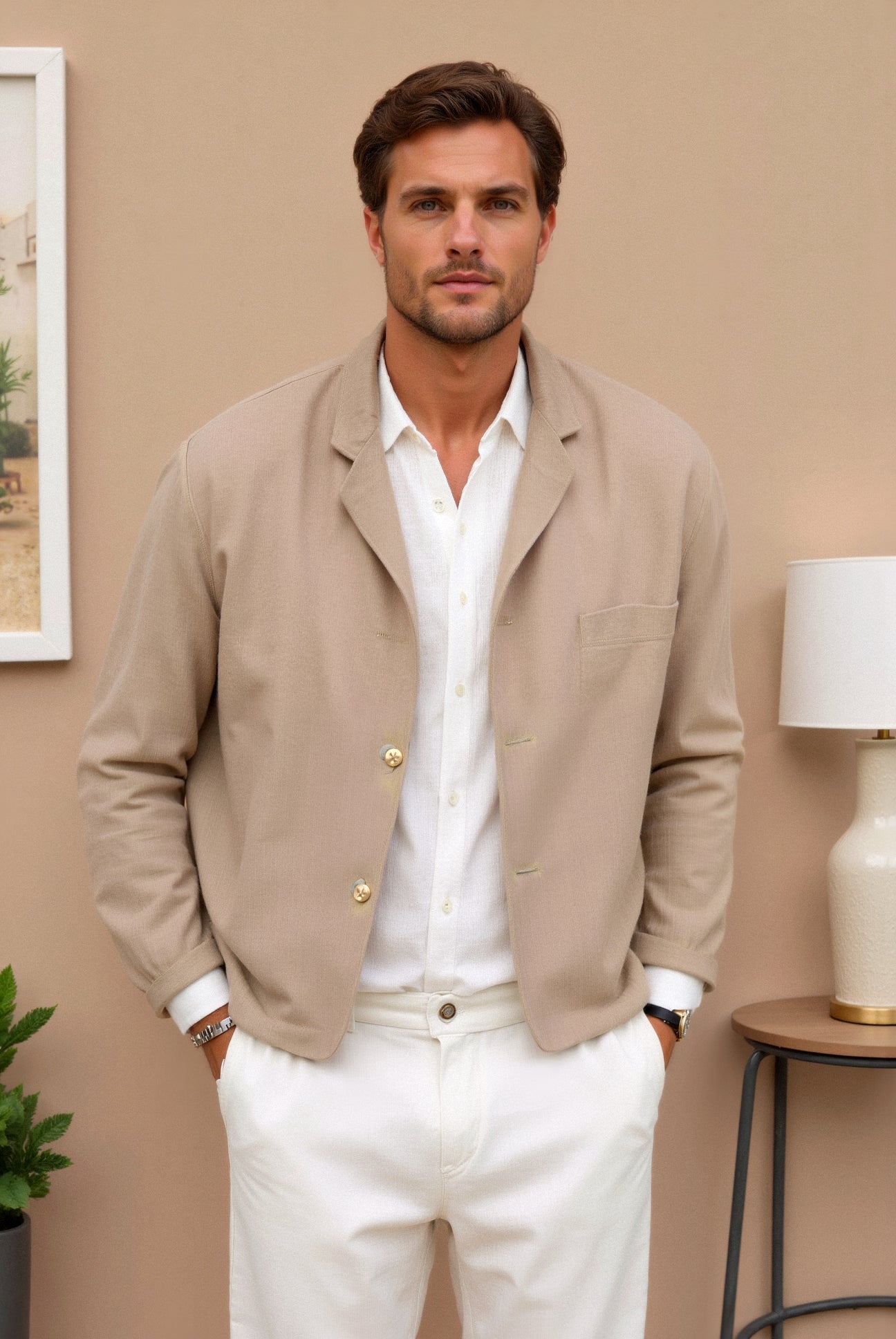 Men's Casual Versatile Suit Jacket with Suit Collar