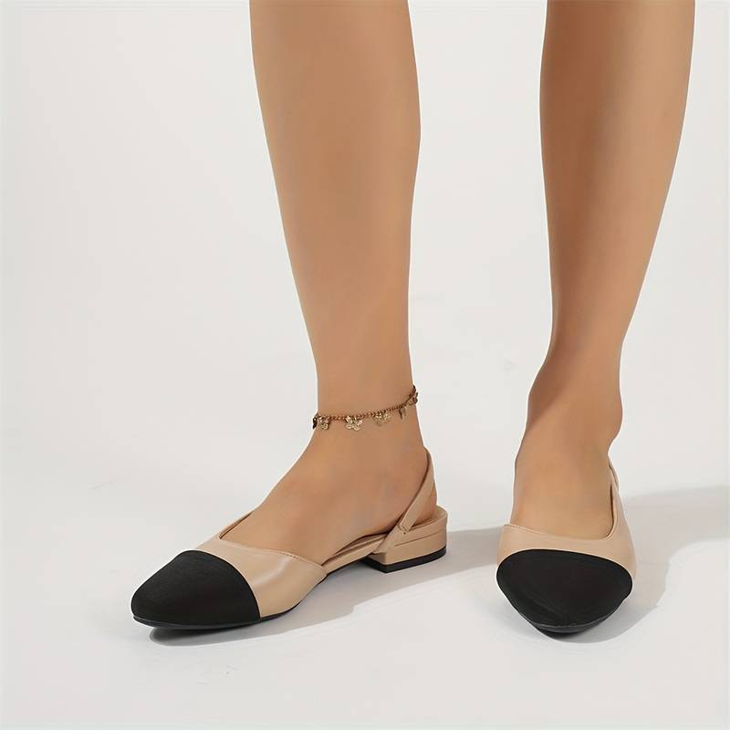 Women's Contrast Color Elegant Ankle Strap Chunky Low Heel Shoes