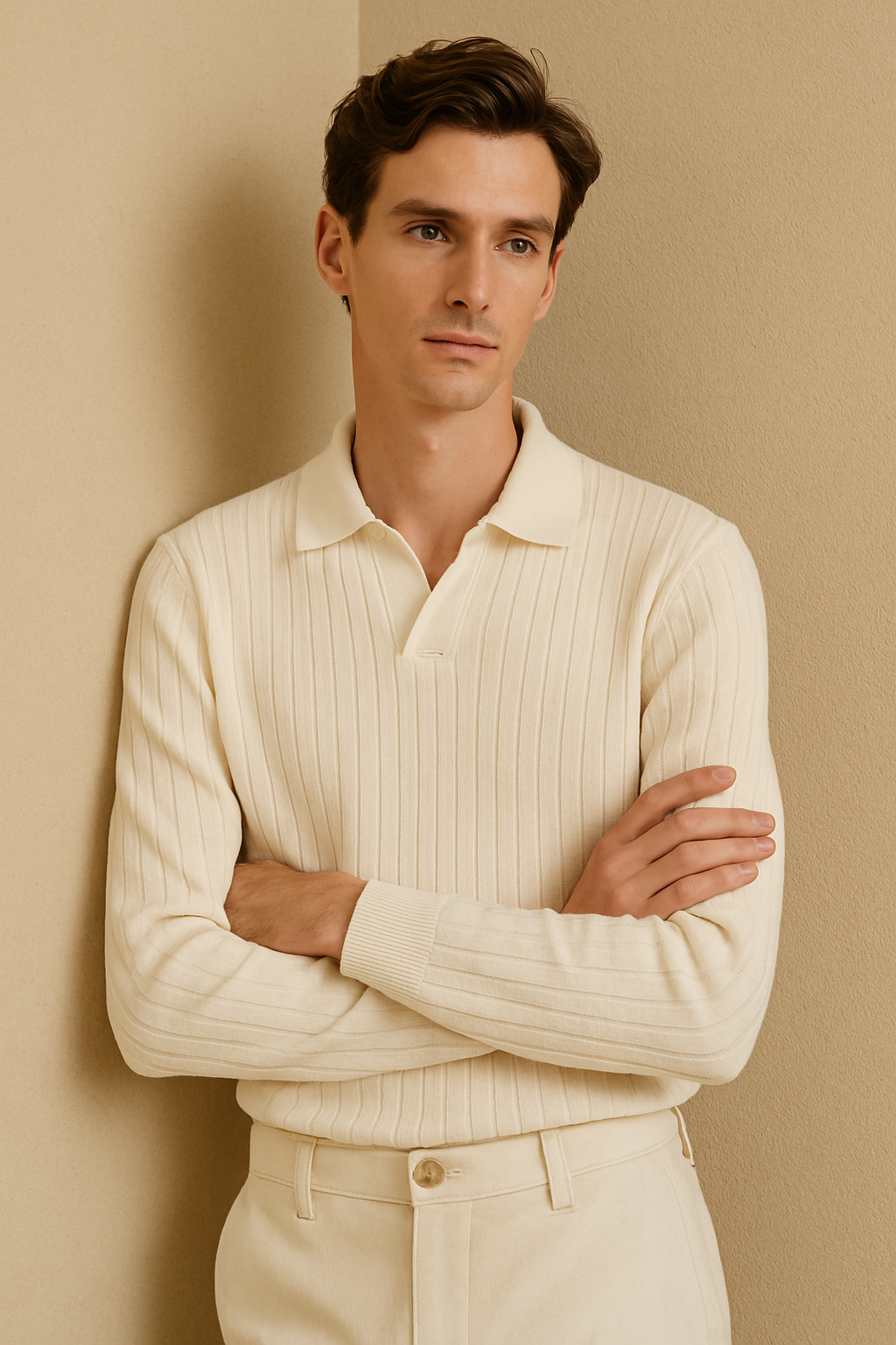 Striped Long Sleeve Polo T-Shirt